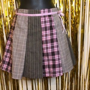 I.N. girl San Francisco multi stitched plaid skirt